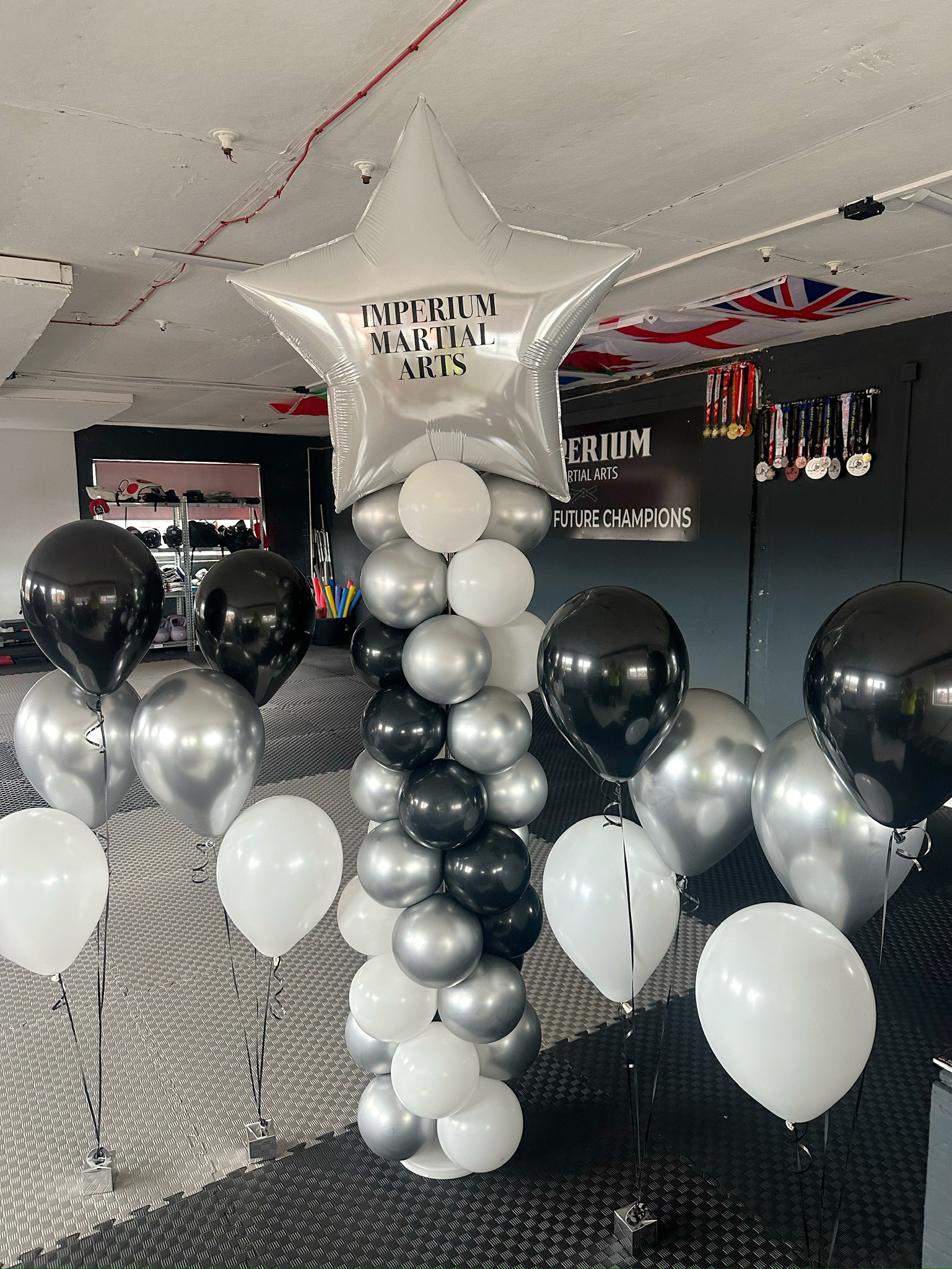 Silver and black balloons
